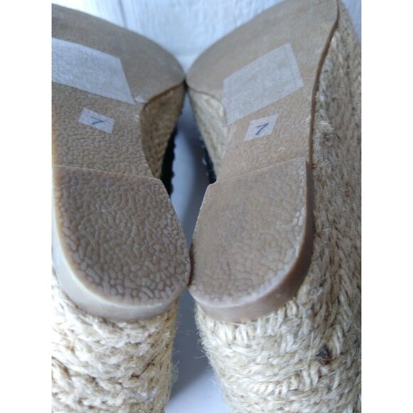 Yoki Holly Womens Black Vegan Wedge Heel Espadrille Metal Spikes Slip On Shoe 7 - Picture 7 of 8